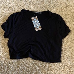 Boohoo black crop top